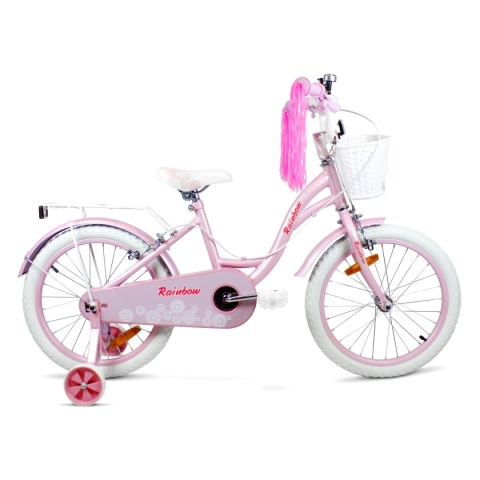 ROWEREK DZIECIĘCY ROWER DLA DZIEWCZYNKI PINK 18 CALI KOSZYK + PROWADNIK