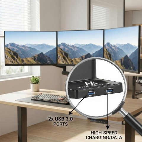 Uchwyt biurkowy do 3 monitorów Maclean MC-811 (biurkowy; 17" - 27"; max. 20kg)