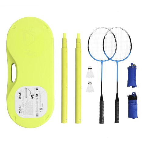 ZSB2 ZESTAW 2w1 SIATKA DO BADM. + TENIS ZIEMNY + 2 RAKIETY + 2 LOTKI + WALIZKA NILS