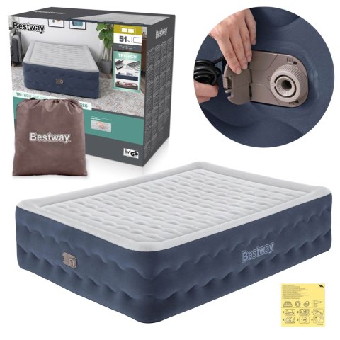 Materac dmuchany 203x152x51 cm z wbudowaną pompką elektryczną Bestway 6716P